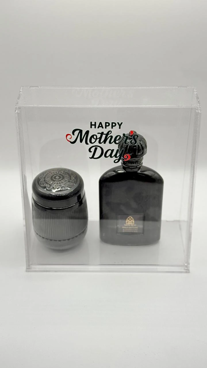 Abaya perfume with incense, acrylic box, and phrase